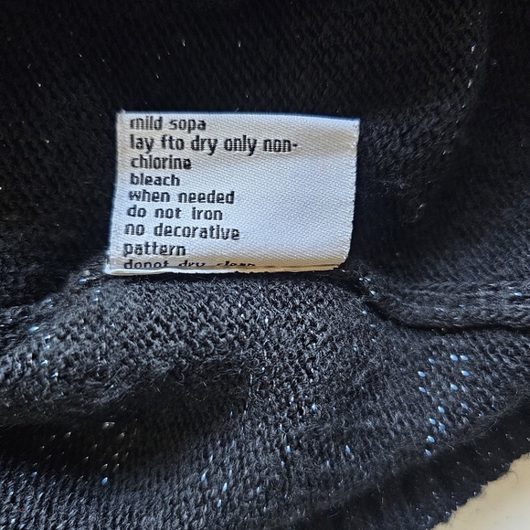 KAREN SCOTT Christmas Whimsy Sweater Black w/ Speckles & Sequin Reindeer Size L - Picture 12 of 12